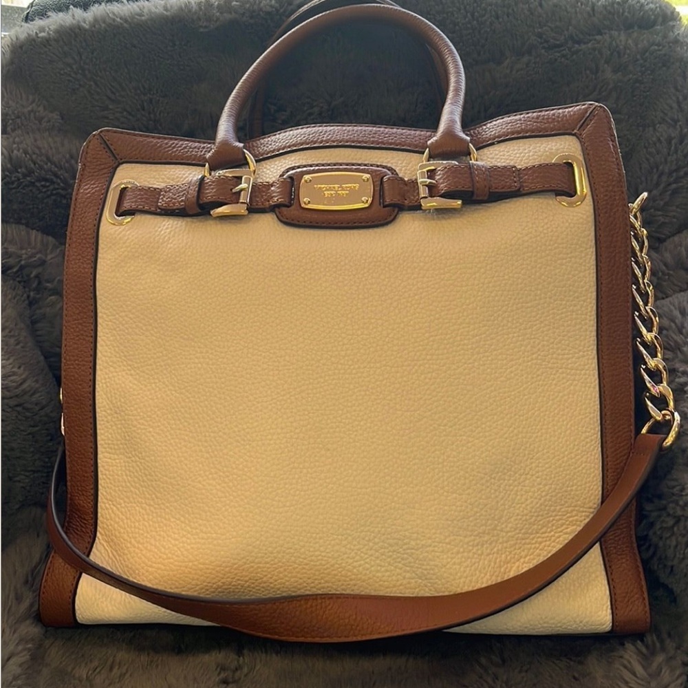 Michael Kors Tan and Cream Tote Bag